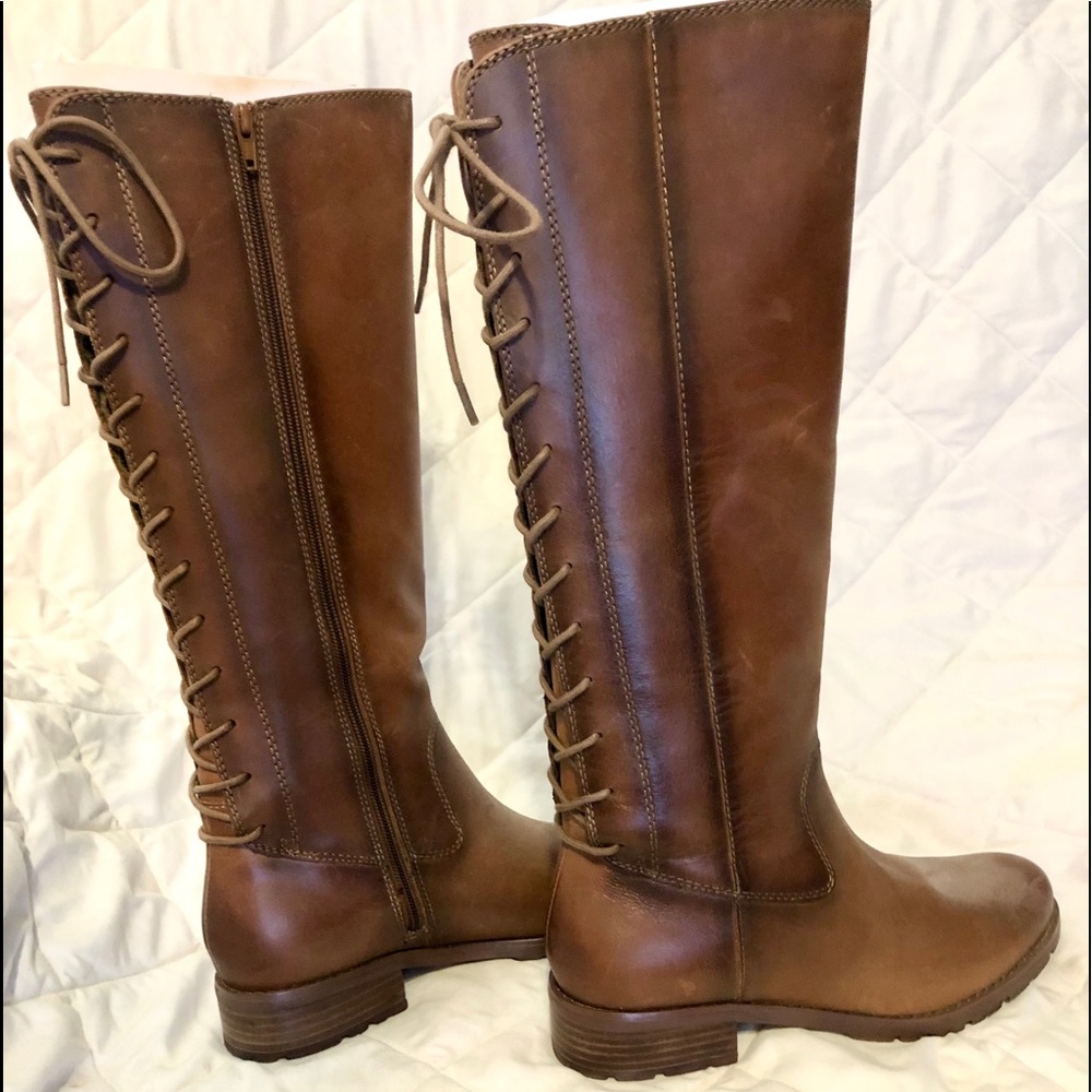 Leather Knee High Lace Up Boots